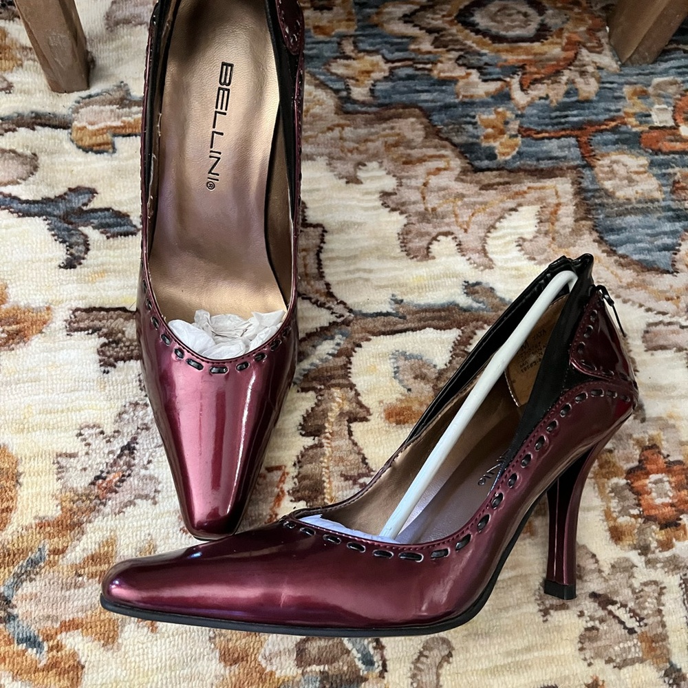 Bellini TATA Women's Patent glossy Burgundy Heels Size 7 M - Picture 4 of 5